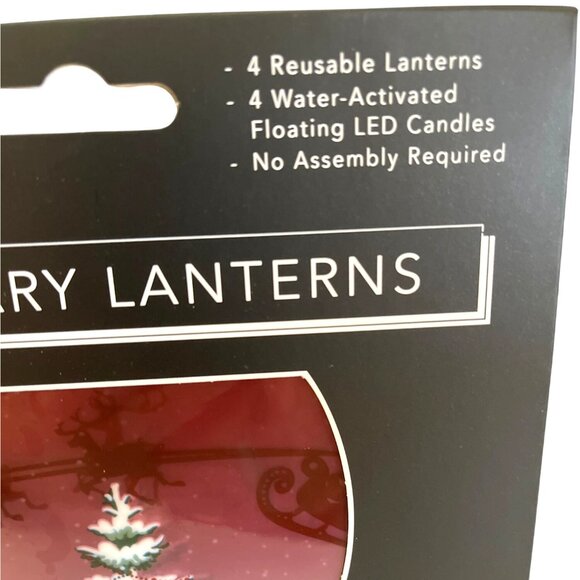 Christmas Tree Flameless LED Candle Luminary Lantern Reusable 4pc Set Holiday - Picture 7 of 8